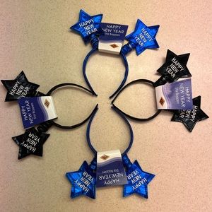 Party Pack - 4 piece HAPPY NEW YEAR Star Boppers Set * Headbands * Black & Blue